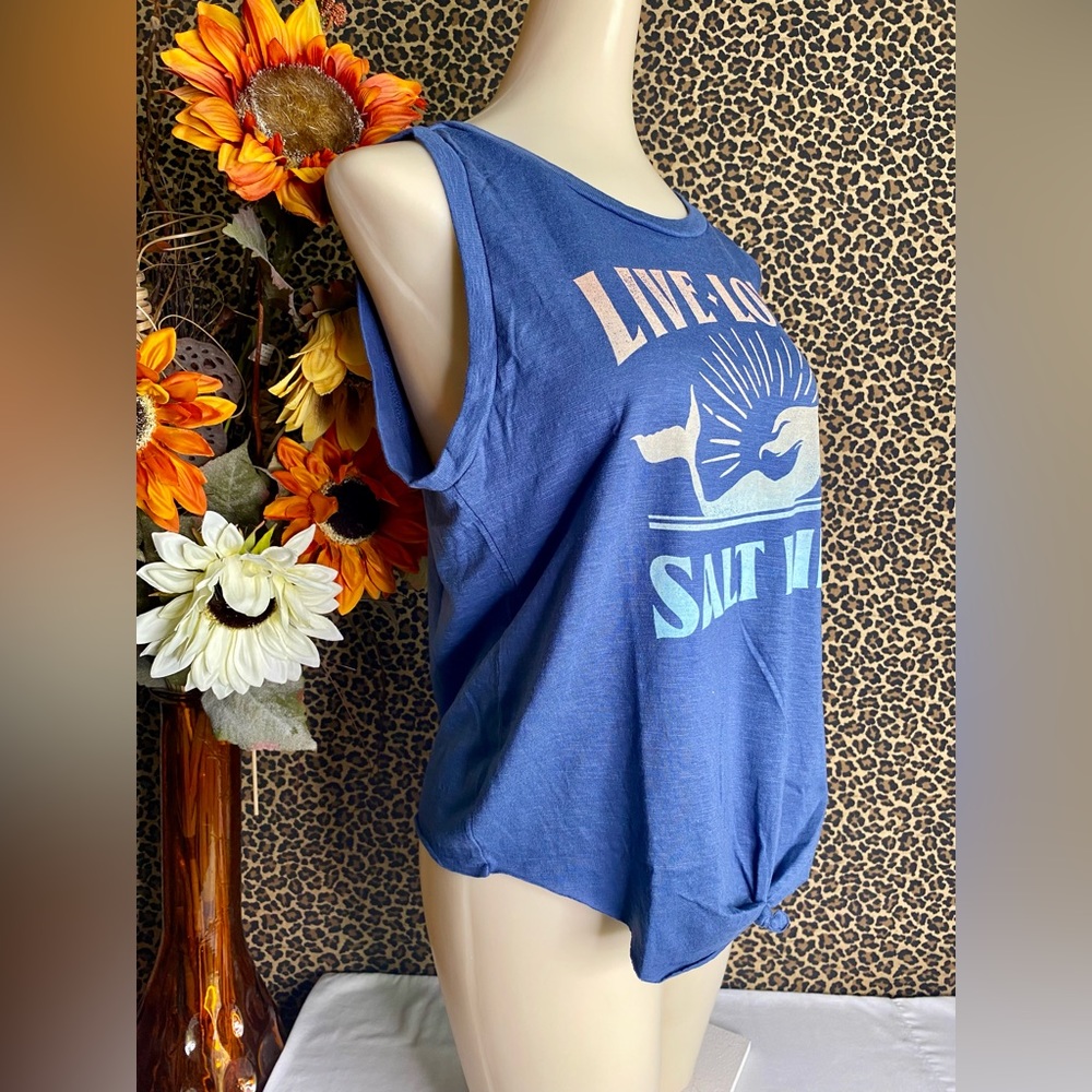 🦋B2G1🦋SALT LIFE Washed Navy SEA MAIDEN Muscle Tank Top NWOT - Picture 3 of 5